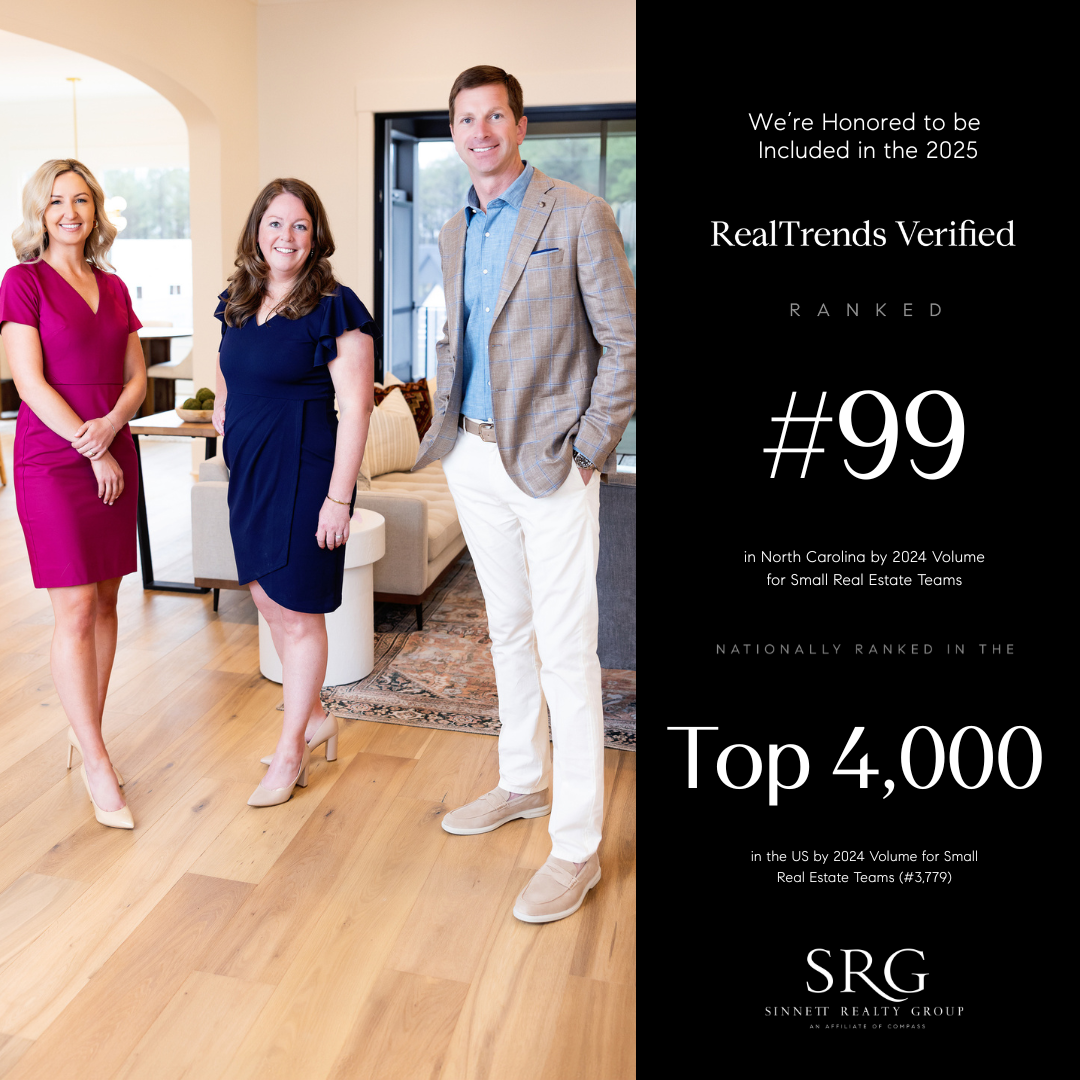 Sinnett Realty Group Real Trends Verified Ranking #99 in NC and Top 4,000 Small Team in the US